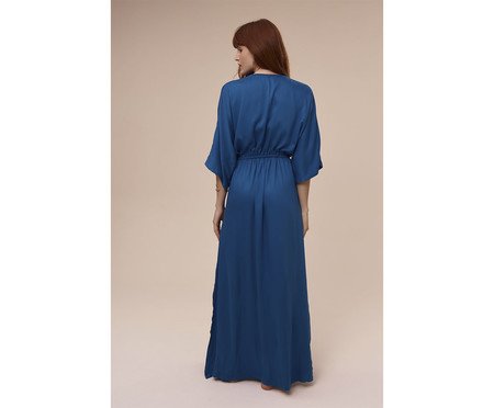 Vestido Longo com Guipuire Ola Azul Capri - P | Westwing