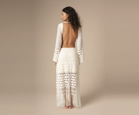 Vestido com Manga Magnólia Off-White - G | Westwing