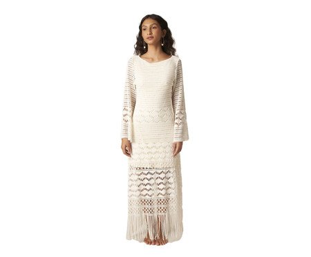 Vestido com Manga Magnólia Off-White - G | Westwing