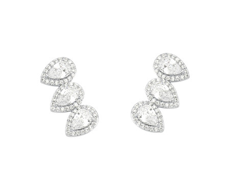 Brinco Ear Cuff Gotas Cristal Cravejadas