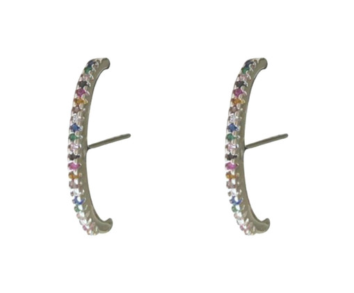 Brinco Ear Hook Fino Cravejado Rainbow Columbus, multicolor | WestwingNow