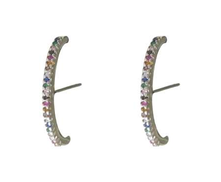 Brinco Ear Hook Fino Cravejado Rainbow Columbus