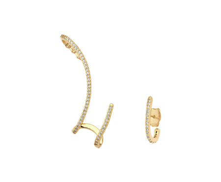 Brinco Ear Hook Cravejado Colosseo Gold