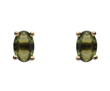 Brinco Couleur Verde Oval Banho de Ouro 18K