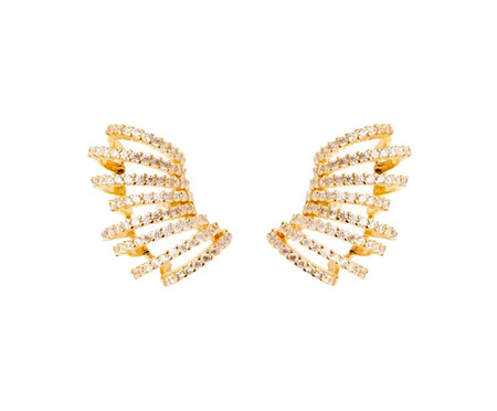 Brinco Ear Cuff Ondulado Wave Gold