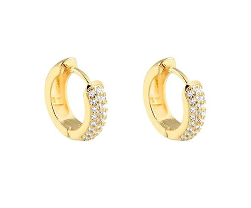 Argola Cravejada 3 Fileiras TrioTribeca Gold, multicolor | WestwingNow