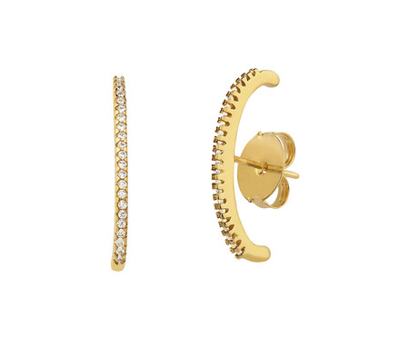 Brinco Ear Hook Fino Cravejado Columbus Gold