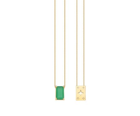 Escapulário Estrela e Pedra cor Esmeralda St.Patrick Gold | Westwing
