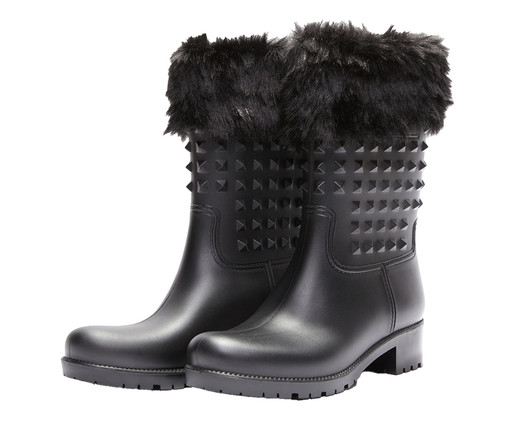 Galocha Fluffy Preta Matte Spike e Meia, Preto | WestwingNow