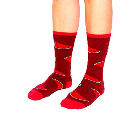 Meia Frutas Vermelho