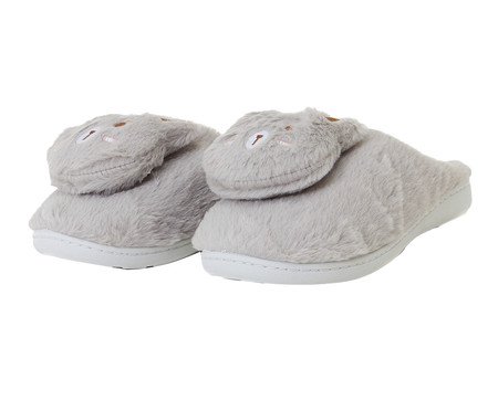 Pantufa Feminina Pinguim Cinza I