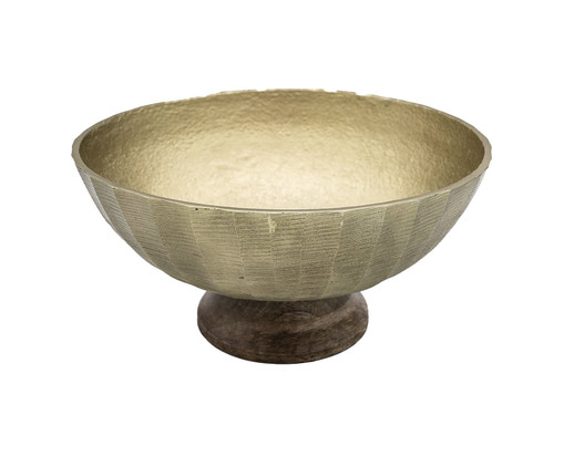 Bowl em Metal com Base em Madeira - Dourado, gold | WestwingNow