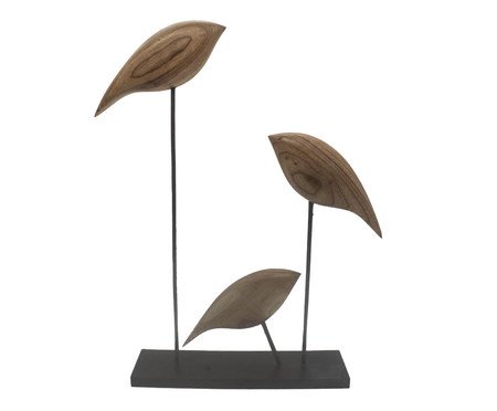 Adorno Passaros em Madeira e Base Metal - Bege | Westwing
