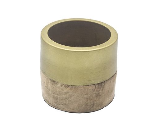 Vaso em Metal e Madeira Grande - Dourado, gold | WestwingNow