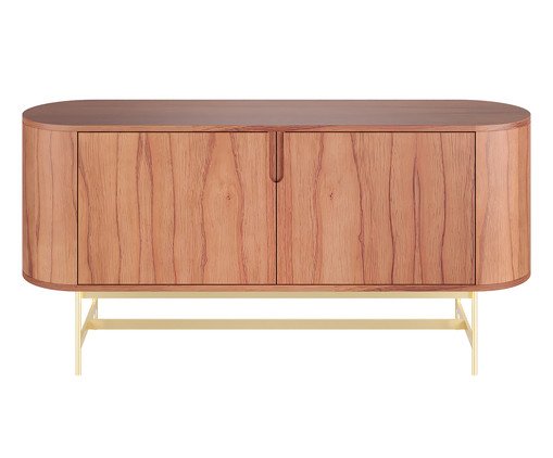 Buffet Curvo Evy Castanho e Dourado, Marrom | WestwingNow