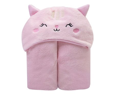 Cobertor Mami Bichuus com Capuz Bordado Rosa