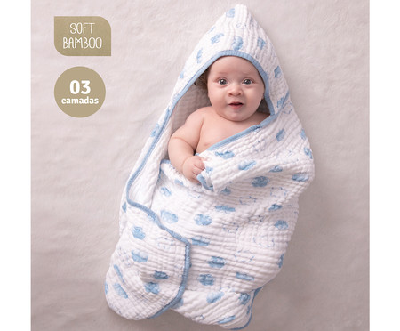 Toalha de Banho Soft Bamboo Mami com Capuz Estampada Nuvem Fofa | WestwingNow