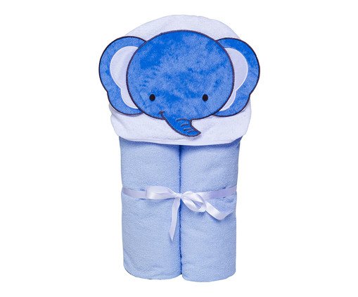 Toalha de Banho Felpuda Bichinhos Papi Toys com Capuz Azul, Azul | WestwingNow