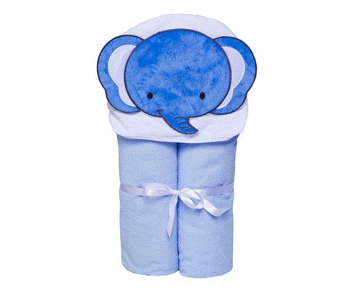 Toalha de Banho Felpuda Bichinhos Papi Toys Forrada com Capuz Azul, Azul | WestwingNow