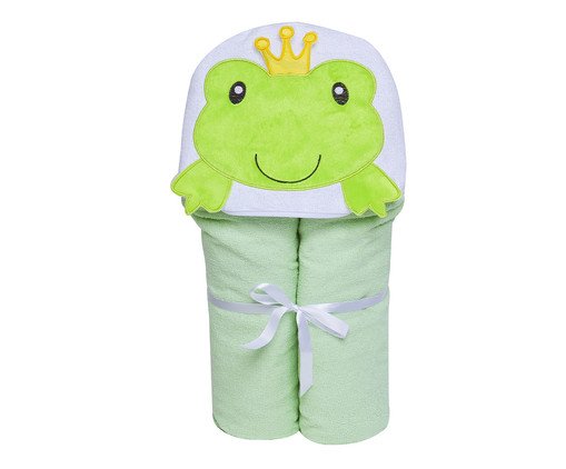 Toalha de Banho Felpuda Bichinhos Papi Toys Sapinho com Capuz Verde, Colorido | WestwingNow