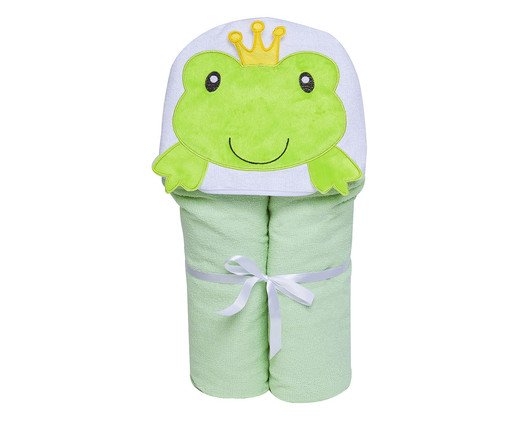 Toalha de Banho Felpuda Bichinhos Papi Toys Forrada com Capuz Verde, Colorido | WestwingNow