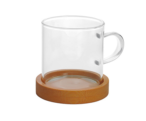 Dupla de Caneca com Base em Bambu Corin, Transparente | WestwingNow