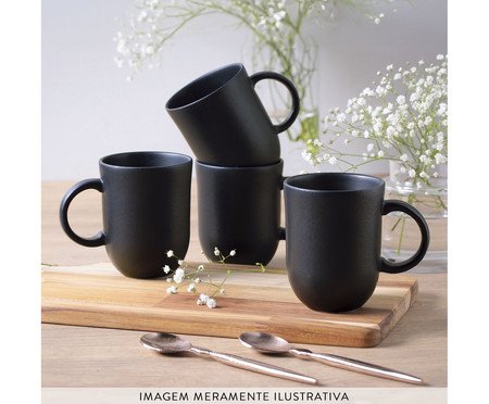 Jogo de Canecas Coup Stoneware Grande Matte Preto | Westwing