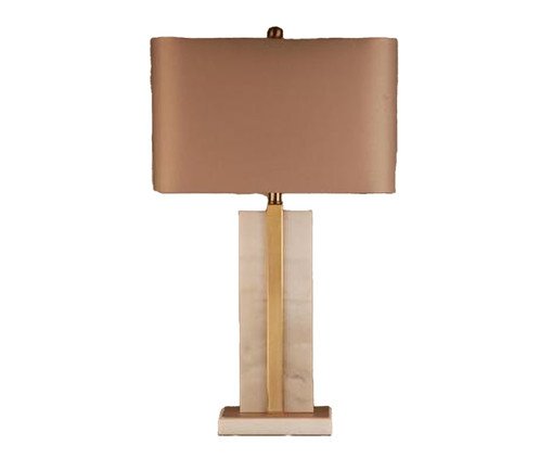 Abajur de Mesa com Estrutura em Mármore e Cúpula de Tecido - Marrom, brown | WestwingNow