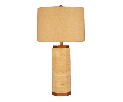 Abajur de Mesa com Estrutura em Mármore e Cúpula de Tecido - Bege, beige | WestwingNow