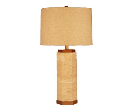 Abajur de Mesa com Estrutura em Mármore e Cúpula de Tecido - Bege | Westwing