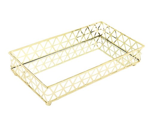 Bandeja Retangular Louvre Média Dourado, Dourado | WestwingNow