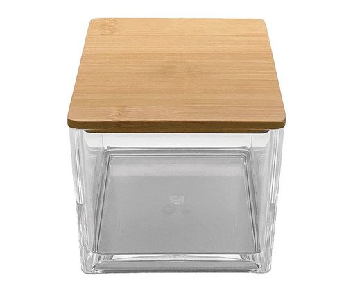Porta Mantimentos Quadrado com Tampa em Bambu Essential, Transparente | WestwingNow