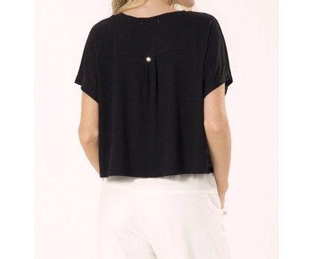 Blusa Cropped Crepe Preta | Westwing