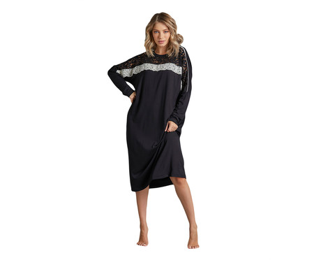 Caftan Midi Bicolor Preto