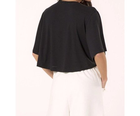 Blusa Manga Crepe Visco Preta | Westwing