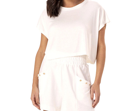 Blusa Cropped Crepe Off -White