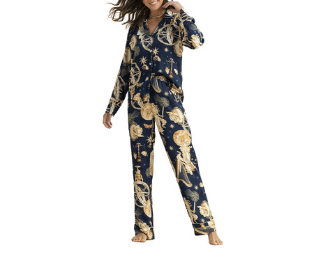 Pijama Abotoado Longo Universo Estampa Marinho | WestwingNow