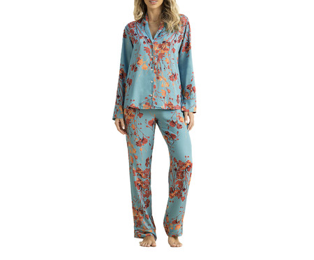 Pijama Abotoado Longa Flores de Outono Estampa Floral - G | WestwingNow