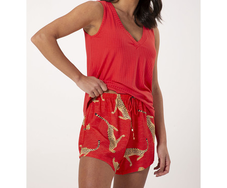 Short Doll Regata Leopardo Coral Estampa Onça | WestwingNow