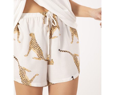 Short Doll Regata Leopardo Off -White Estampa Onça | Westwing