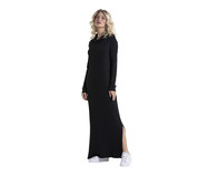 Vestido Longo Gola Canelado Tricot Preto | WestwingNow