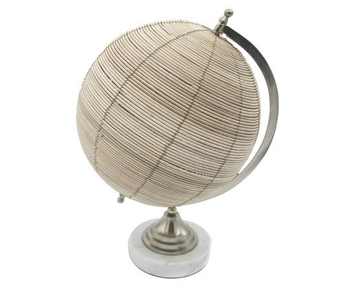 Globo em Metal, Rattan e Mármore, beige | WestwingNow
