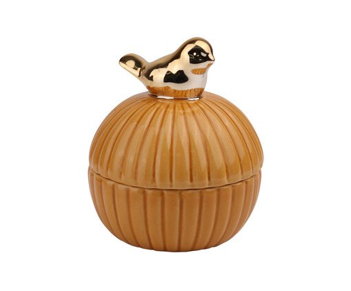 Pote Decorativo Pássaro Bege e Dourado, Dourado | WestwingNow