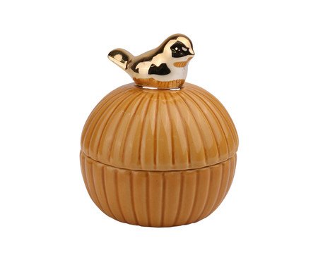 Pote Decorativo Pássaro Bege e Dourado | Westwing