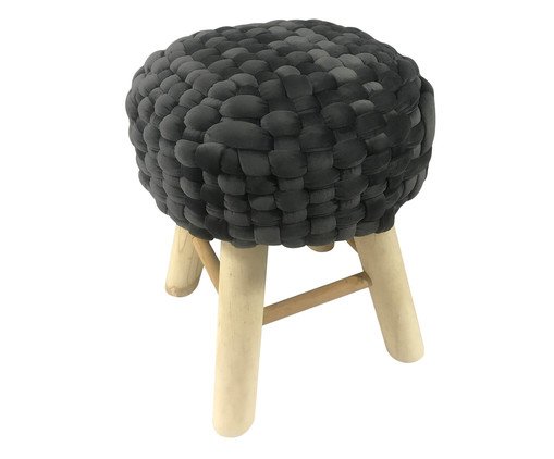 Banquinho em Veludo Sally Square Cinza Escuro, Preto | WestwingNow