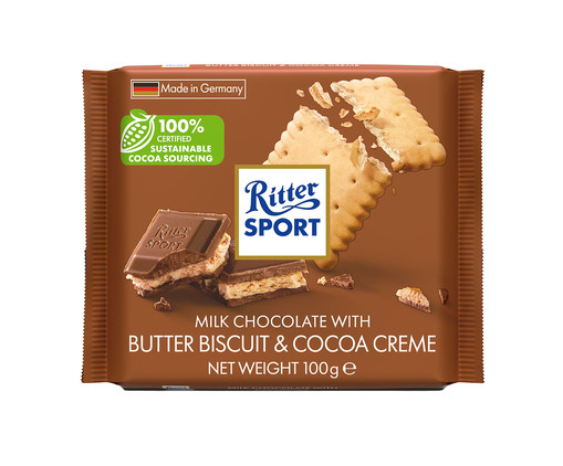 Chocolate Butter Biscuit e Creme de Cacau Ritter Sport - 100G, Colorido | WestwingNow