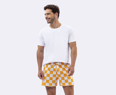 Short Masculino com Cadarço Grid Amarela | WestwingNow