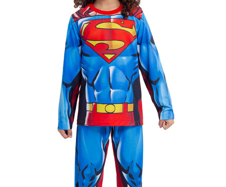 Pijama Manga Longa Superman Azul