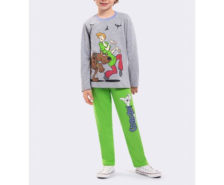 Pijama Manga Longa Masculino Infantil Scooby-Doo Mystery Cinza | Westwing