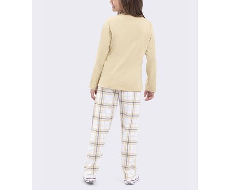 Pijama Manga Longa Infantil Xadrez Scooby Bege | Westwing